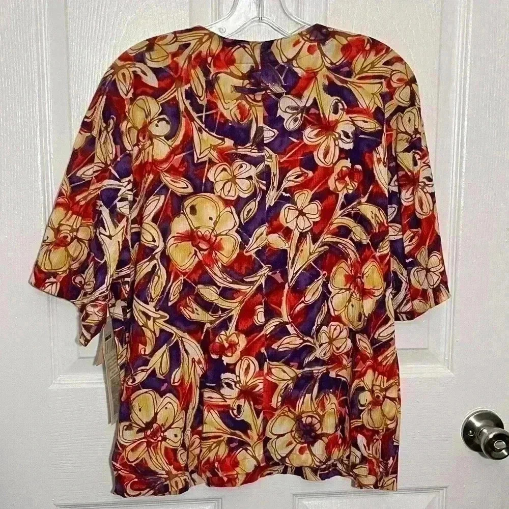 LESLIE FAY OPTIONS Vintage Cotton Zanzibar Group Floral top | size 8 - Picture 9 of 10